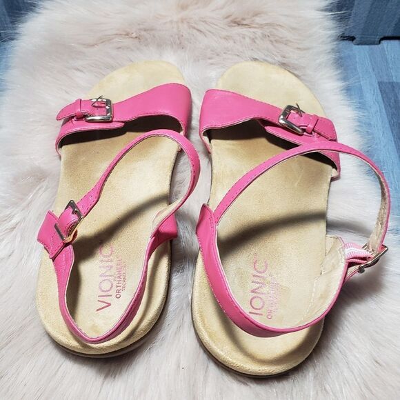 Vionic Fuchsia Alita Pink Leather Sandal - Picture 3 of 5